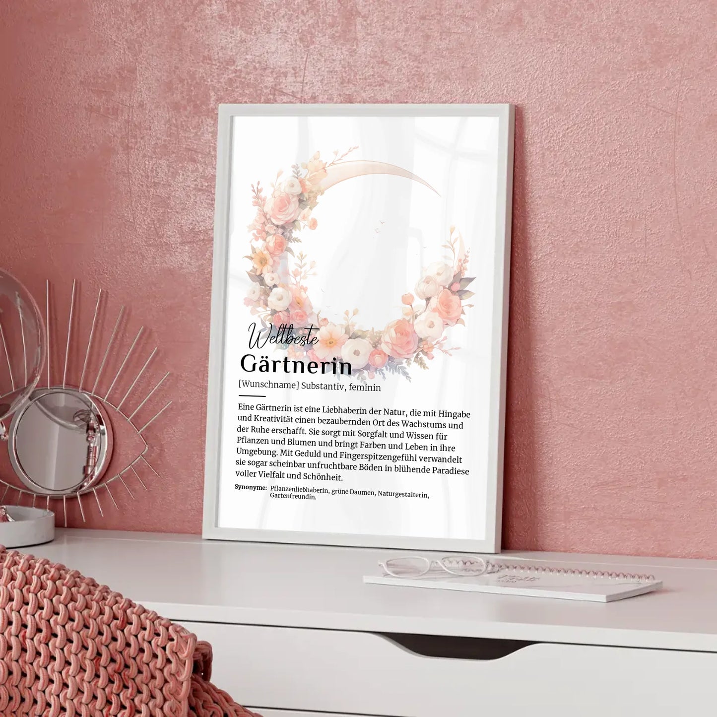 Personalisierte Poster Definition Gärtnerin Gartenarbeit mit Namen Geschenk