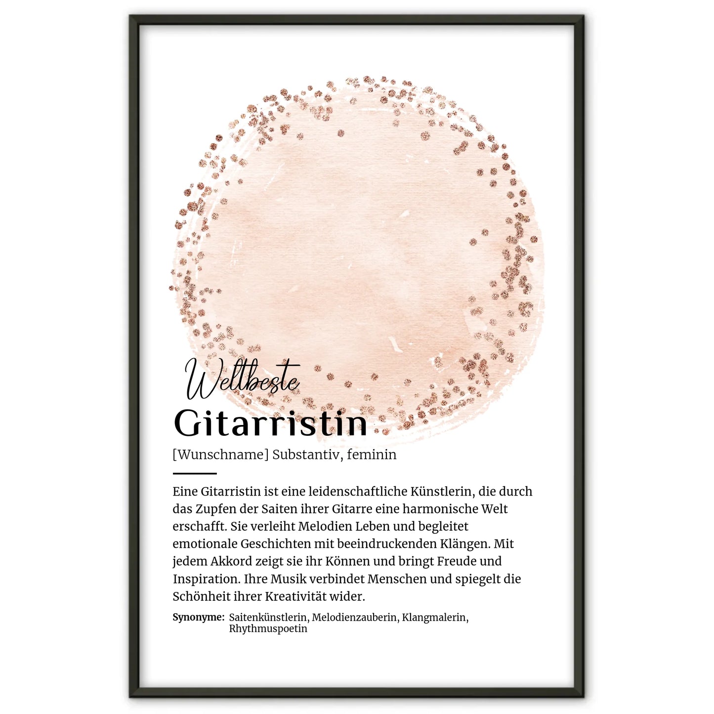Personalisierte Poster Gitarristin Gitarre mit Namen Definition