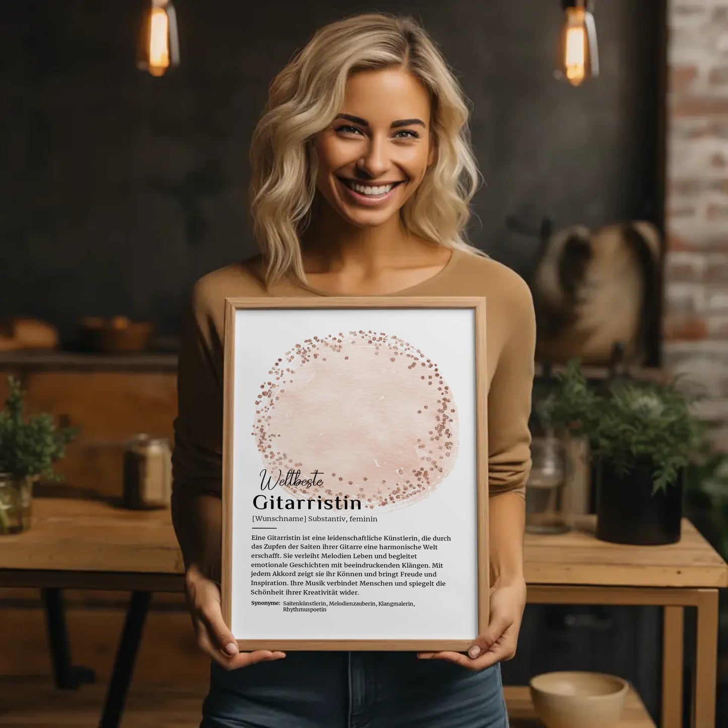 Personalisierte Poster Gitarristin Gitarre mit Namen Definition