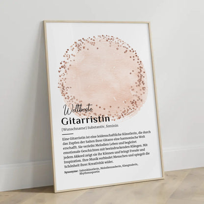 Personalisierte Poster Gitarristin Gitarre mit Namen Definition