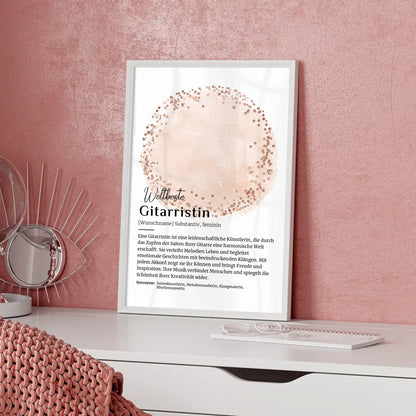 Personalisierte Poster Gitarristin Gitarre mit Namen Definition