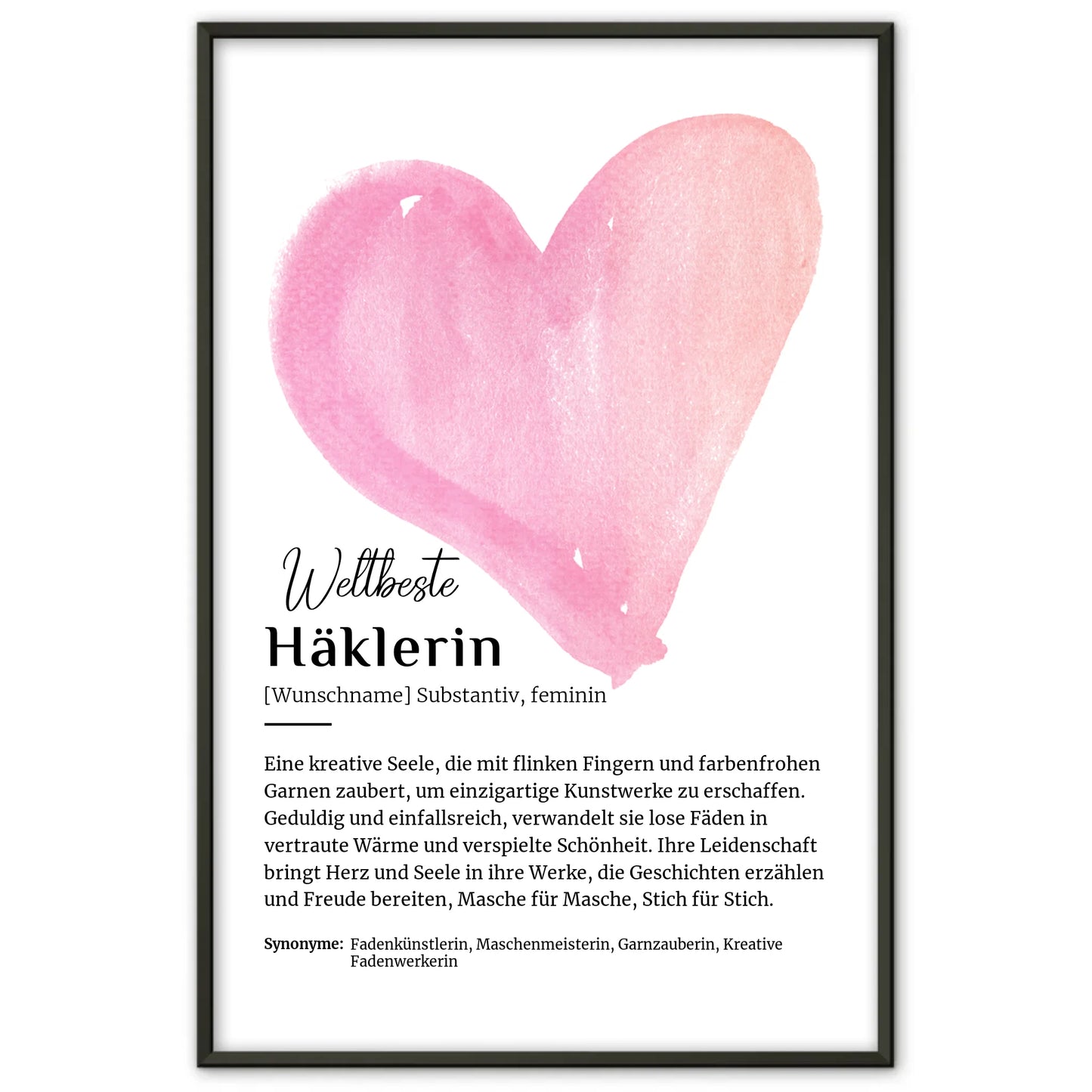 Personalisierte Poster Definition Häklerin Häkeln mit Namen Geschenk