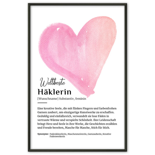 Personalisierte Poster Definition Häklerin Häkeln mit Namen Geschenk