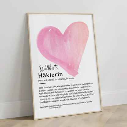 Personalisierte Poster Definition Häklerin Häkeln mit Namen Geschenk