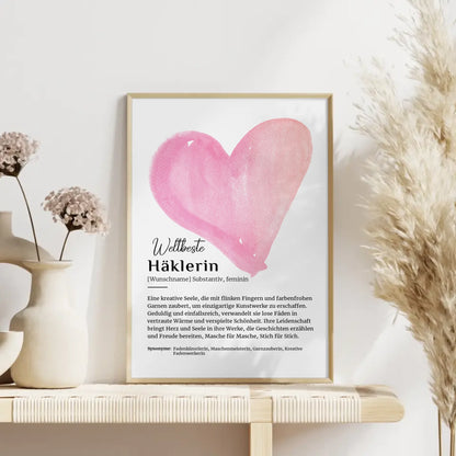 Personalisierte Poster Definition Häklerin Häkeln mit Namen Geschenk