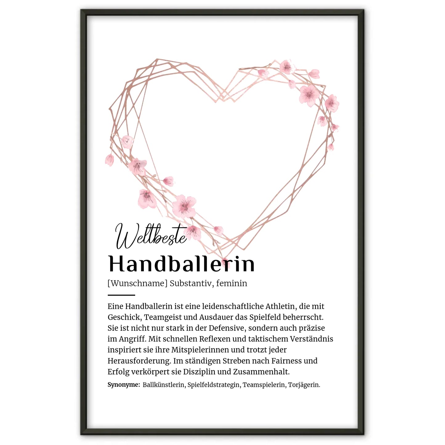 Personalisierte Poster Definition Handballerin mit Namen