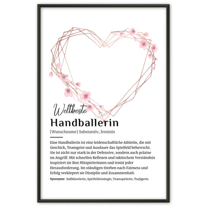 Personalisierte Poster Definition Handballerin mit Namen