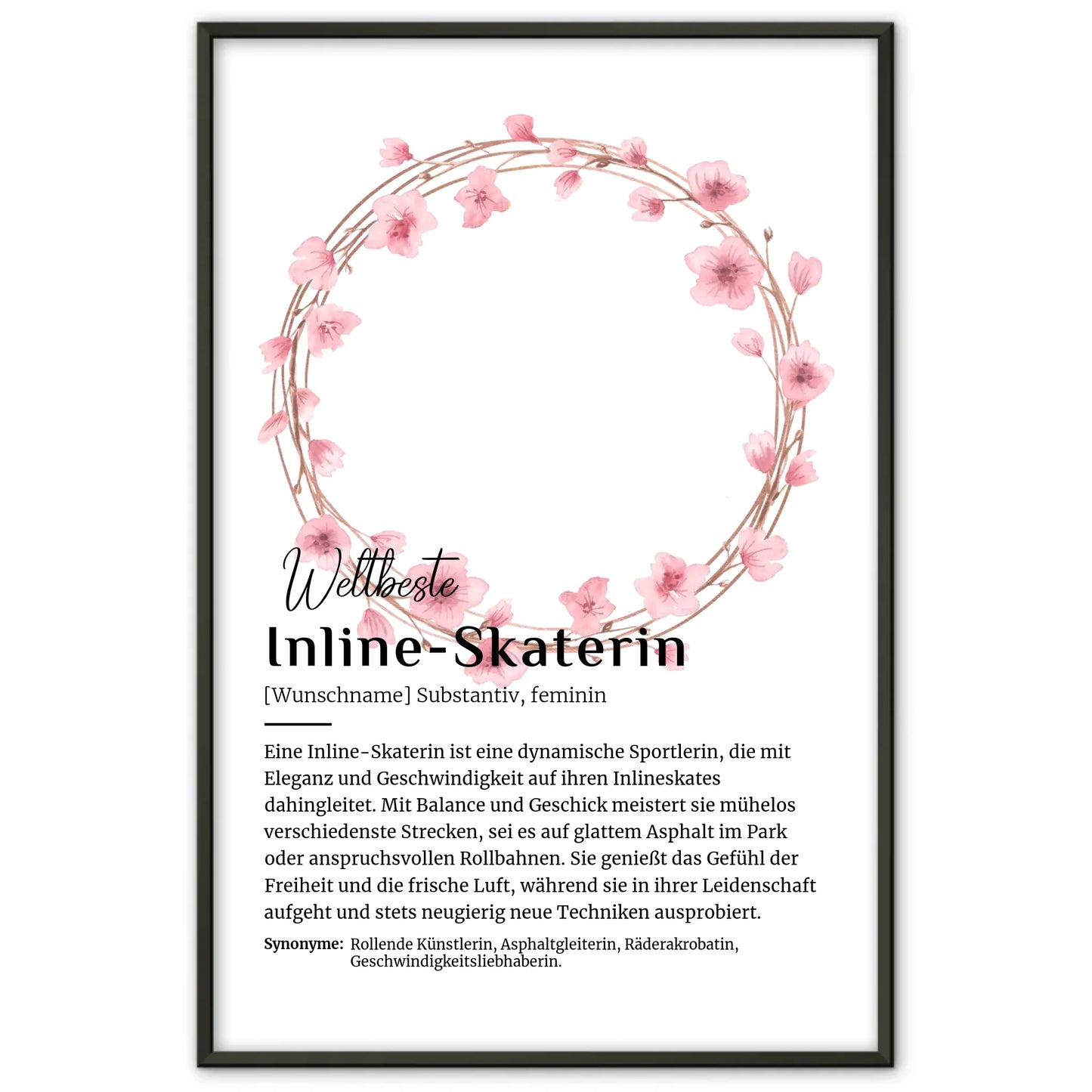 Poster Definition Inline-Skaterin Inline-Skaten mit Namen Geschenk