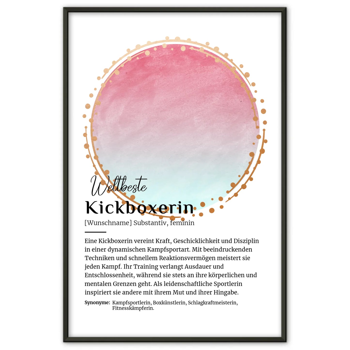 Personalisierbares Poster Definition Kickboxerin mit Namen