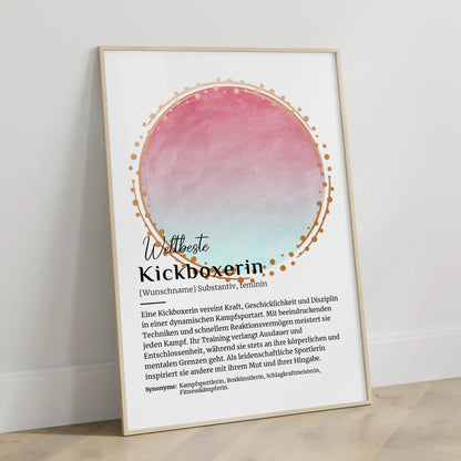Personalisierbares Poster Definition Kickboxerin mit Namen