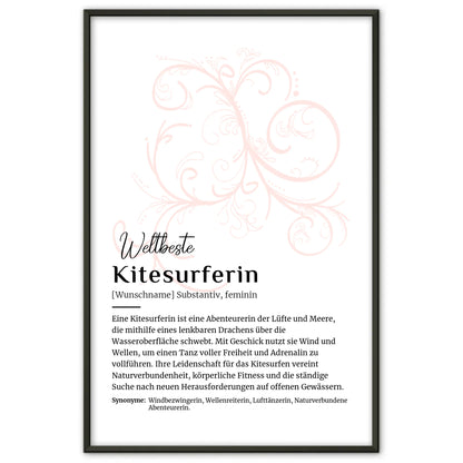 Poster Definition Kitesurferin Kitesurfen mit Namen Geschenk