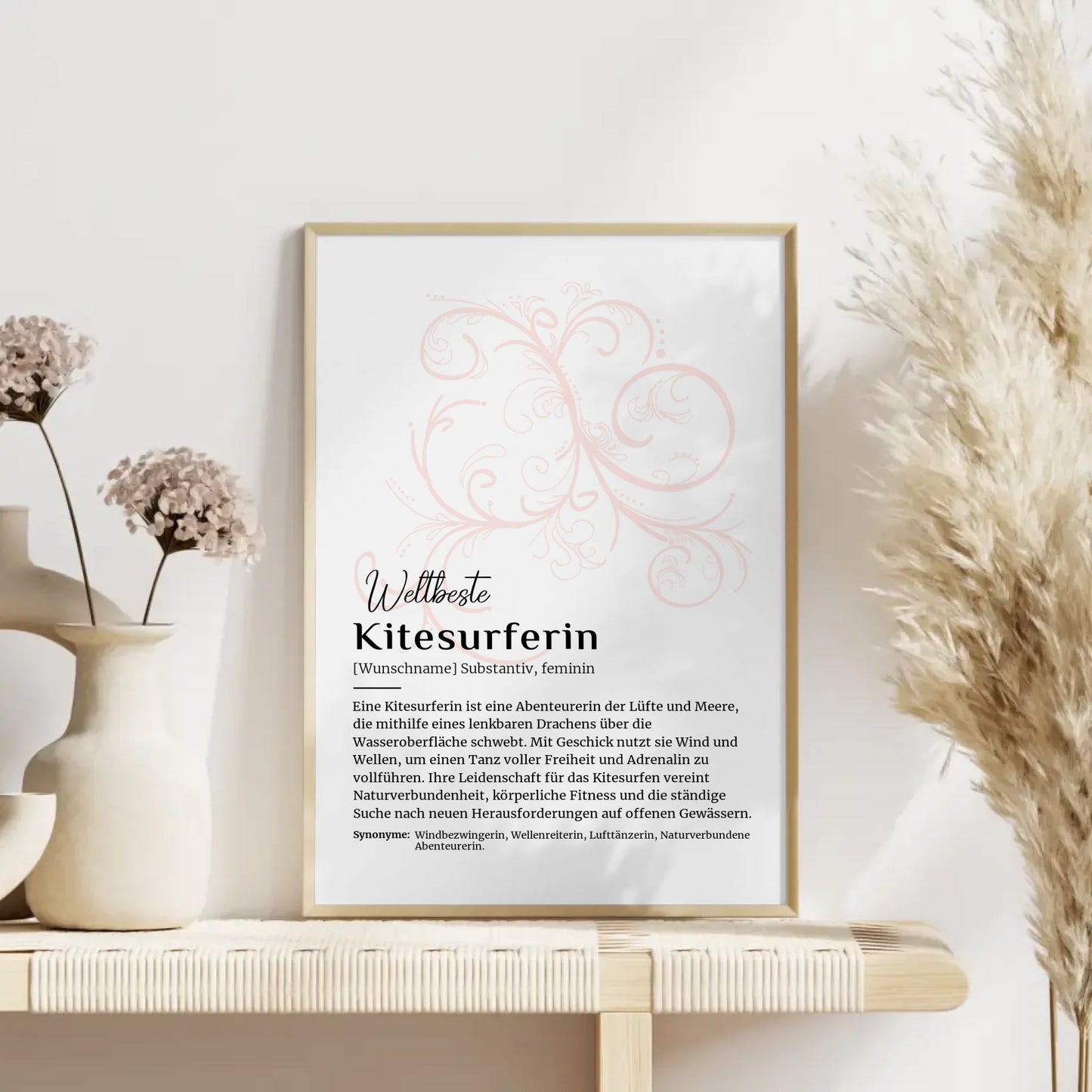 Poster Definition Kitesurferin Kitesurfen mit Namen Geschenk