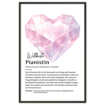 Personalisierte Poster Definition Pianistin Klavier mit Namen