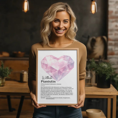 Personalisierte Poster Definition Pianistin Klavier mit Namen