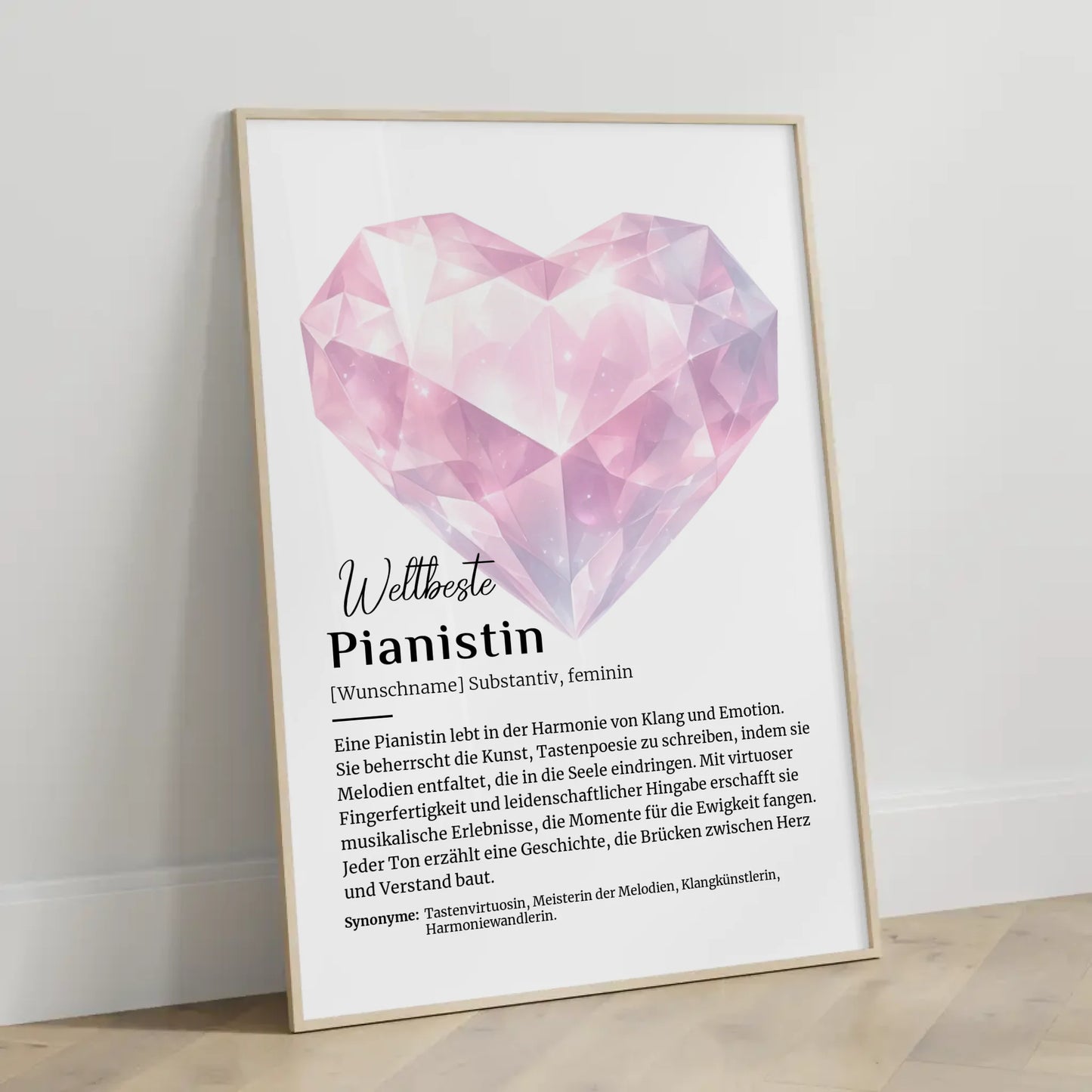 Personalisierte Poster Definition Pianistin Klavier mit Namen