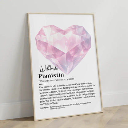 Personalisierte Poster Definition Pianistin Klavier mit Namen