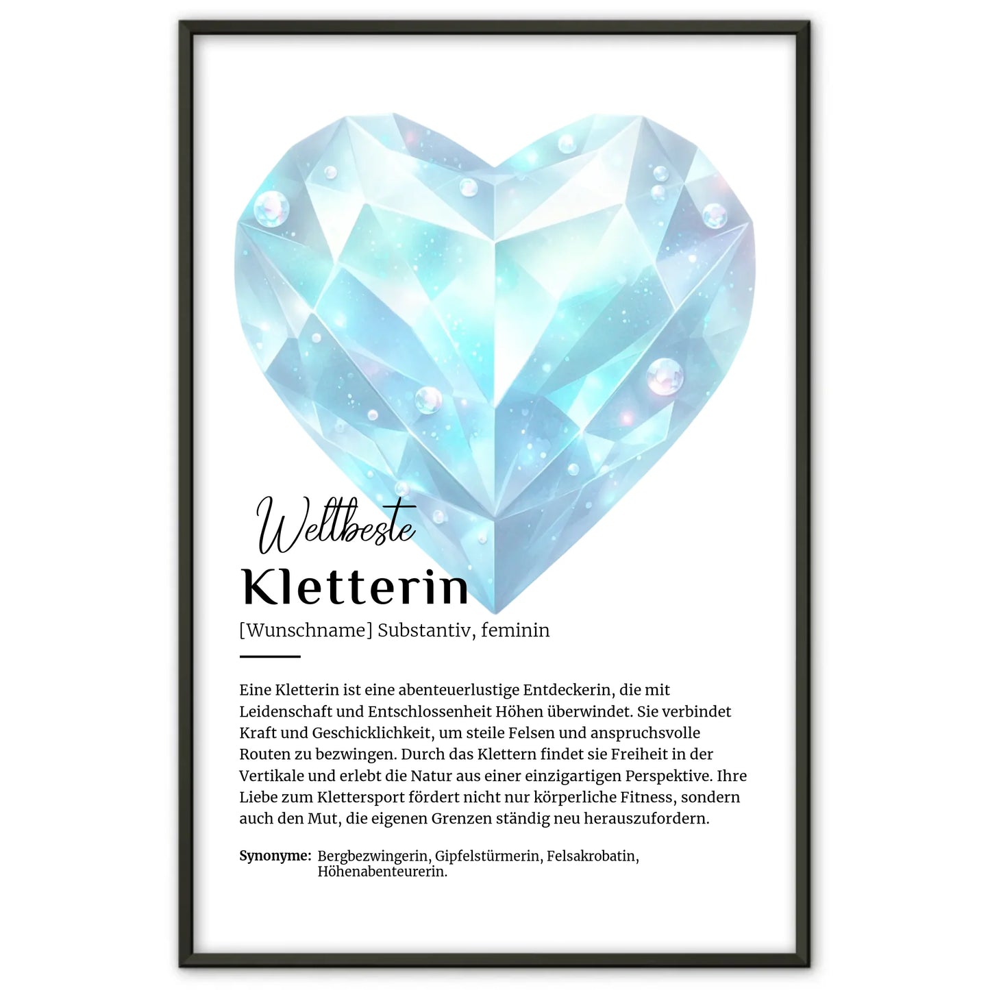 Personalisiertes Poster Definition Kletterin Klettern mit Namen