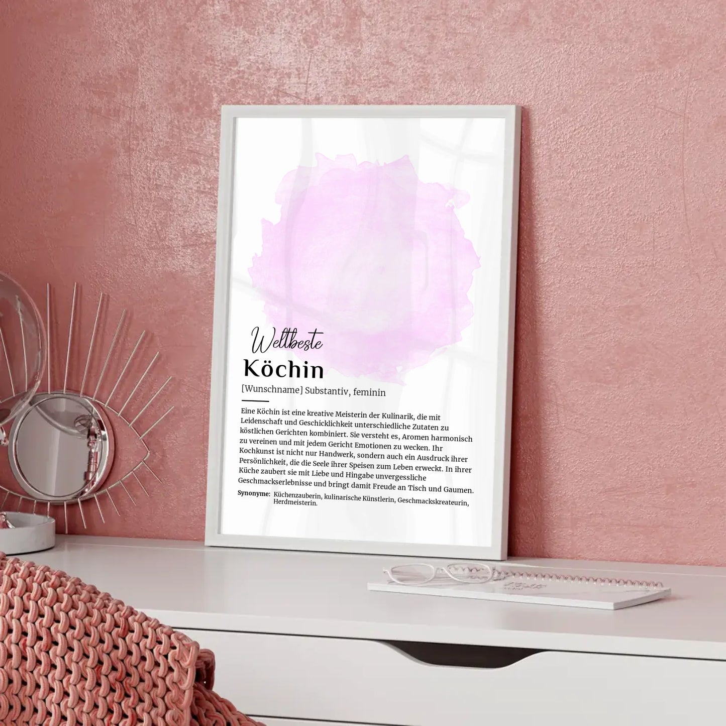 Personalisierbares Poster Definition Köchin Kochen mit Namen