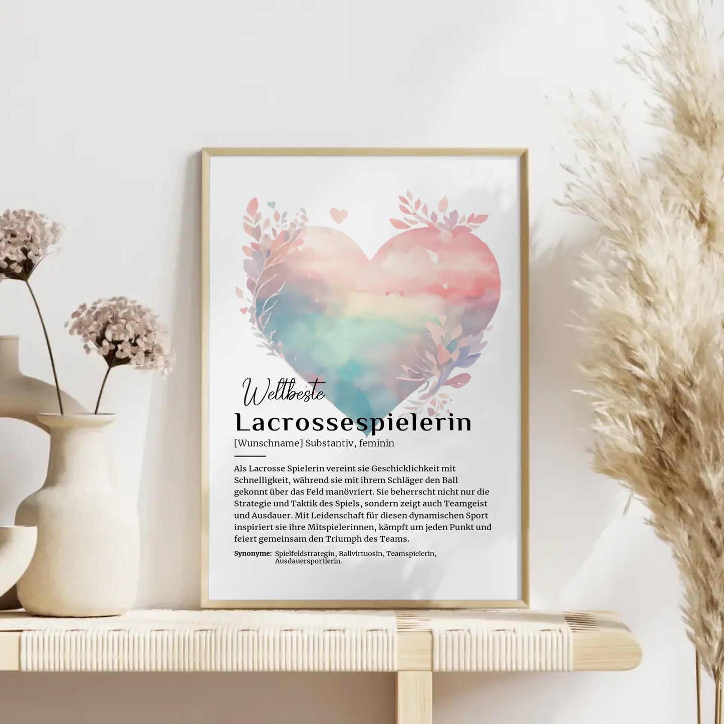 Personalisierte Poster Definition Lacrossespielerin mit Namen Geschenk
