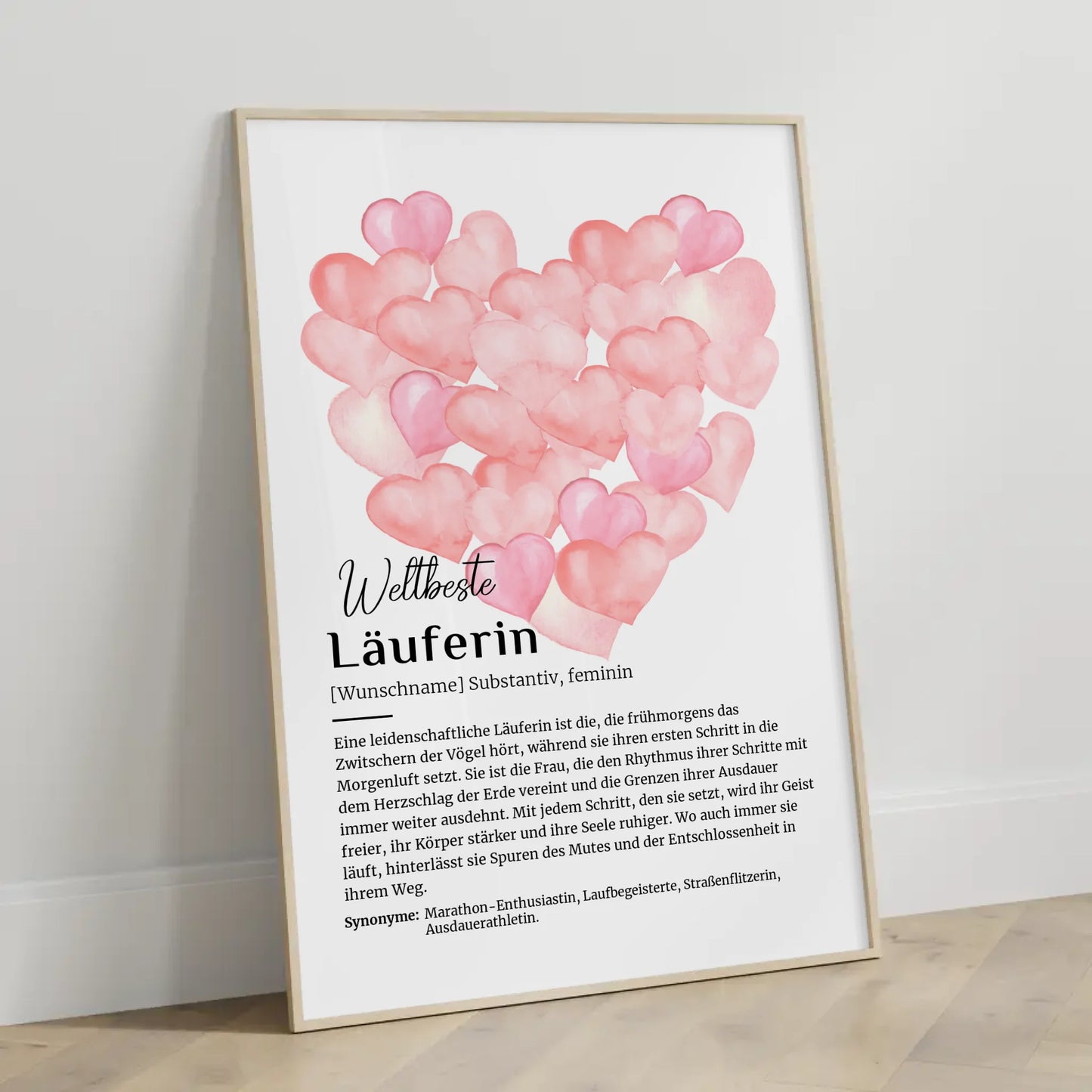 Personalisierte Poster Definition Läuferin Laufen mit Namen