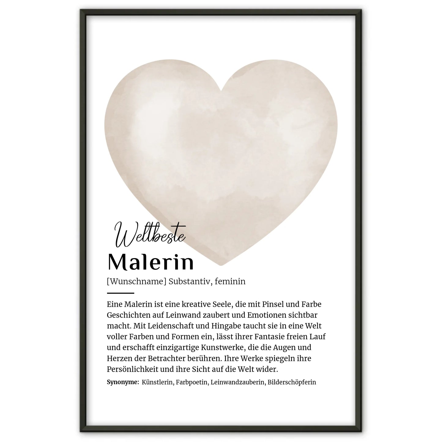 Personalisierte Poster Definition Malerin Malen mit Namen Geschenk
