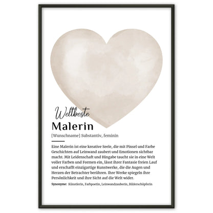 Personalisierte Poster Definition Malerin Malen mit Namen Geschenk