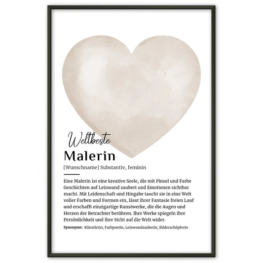 Personalisierte Poster Definition Malerin Malen mit Namen Geschenk