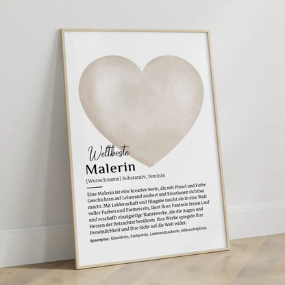 Personalisierte Poster Definition Malerin Malen mit Namen Geschenk