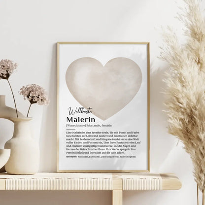 Personalisierte Poster Definition Malerin Malen mit Namen Geschenk