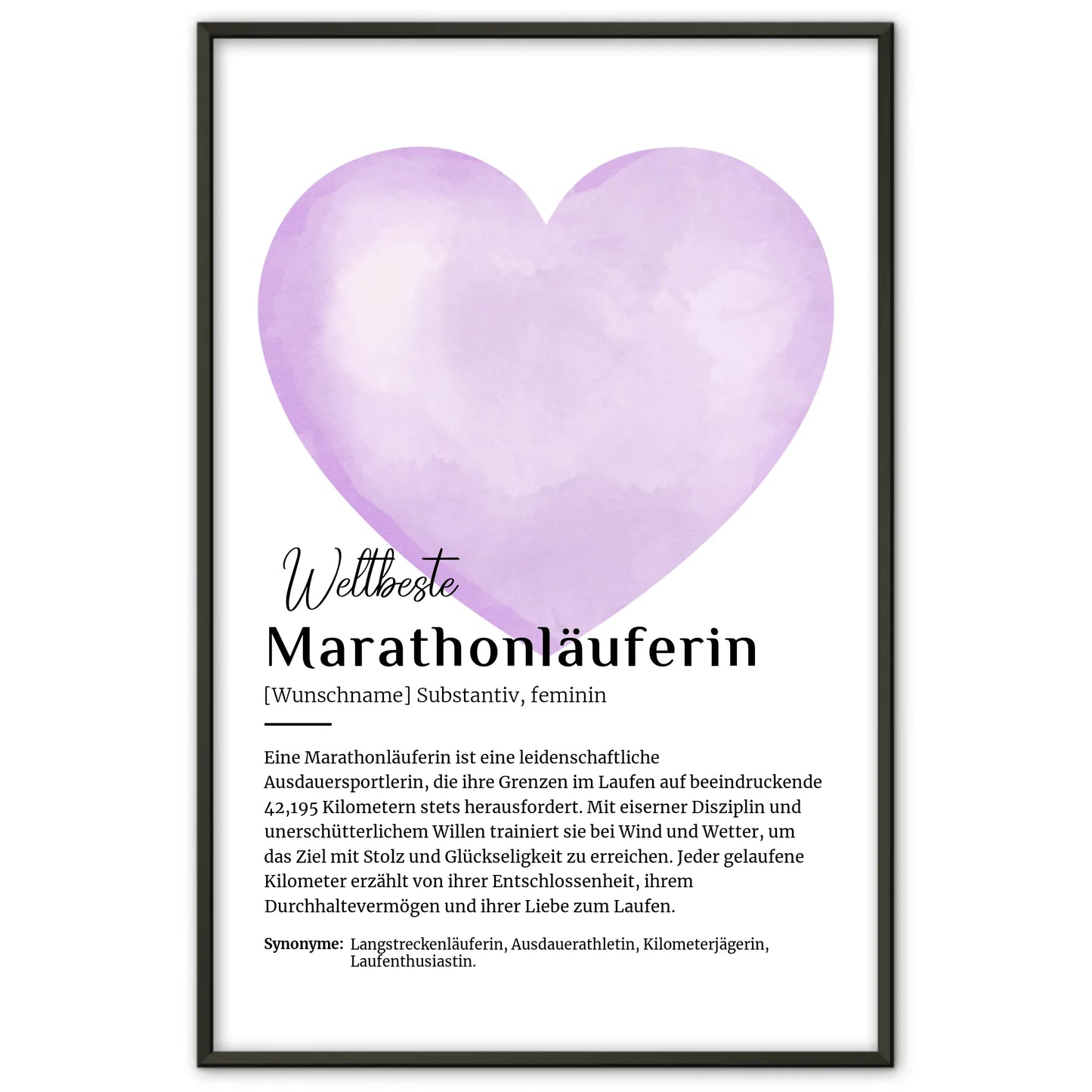 Poster Definition Marathonläuferin mit Namen Definitionsposter