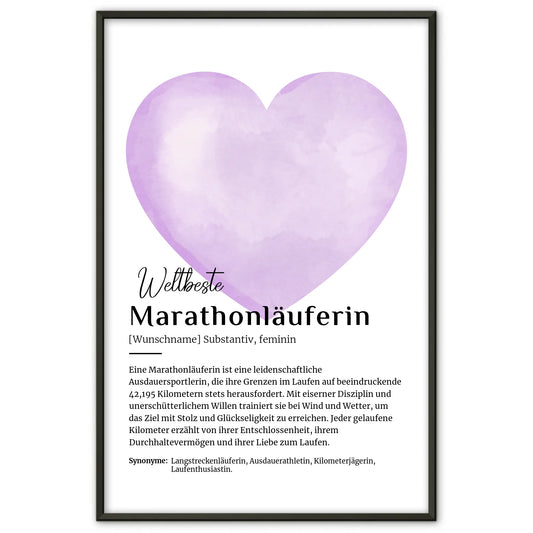 Poster Definition Marathonläuferin mit Namen Definitionsposter