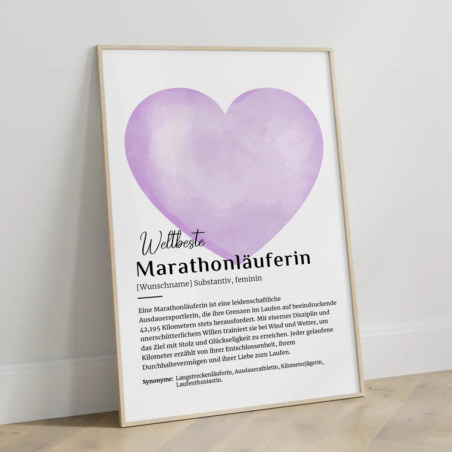 Poster Definition Marathonläuferin mit Namen Definitionsposter