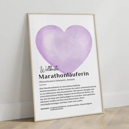 Poster Definition Marathonläuferin mit Namen Definitionsposter
