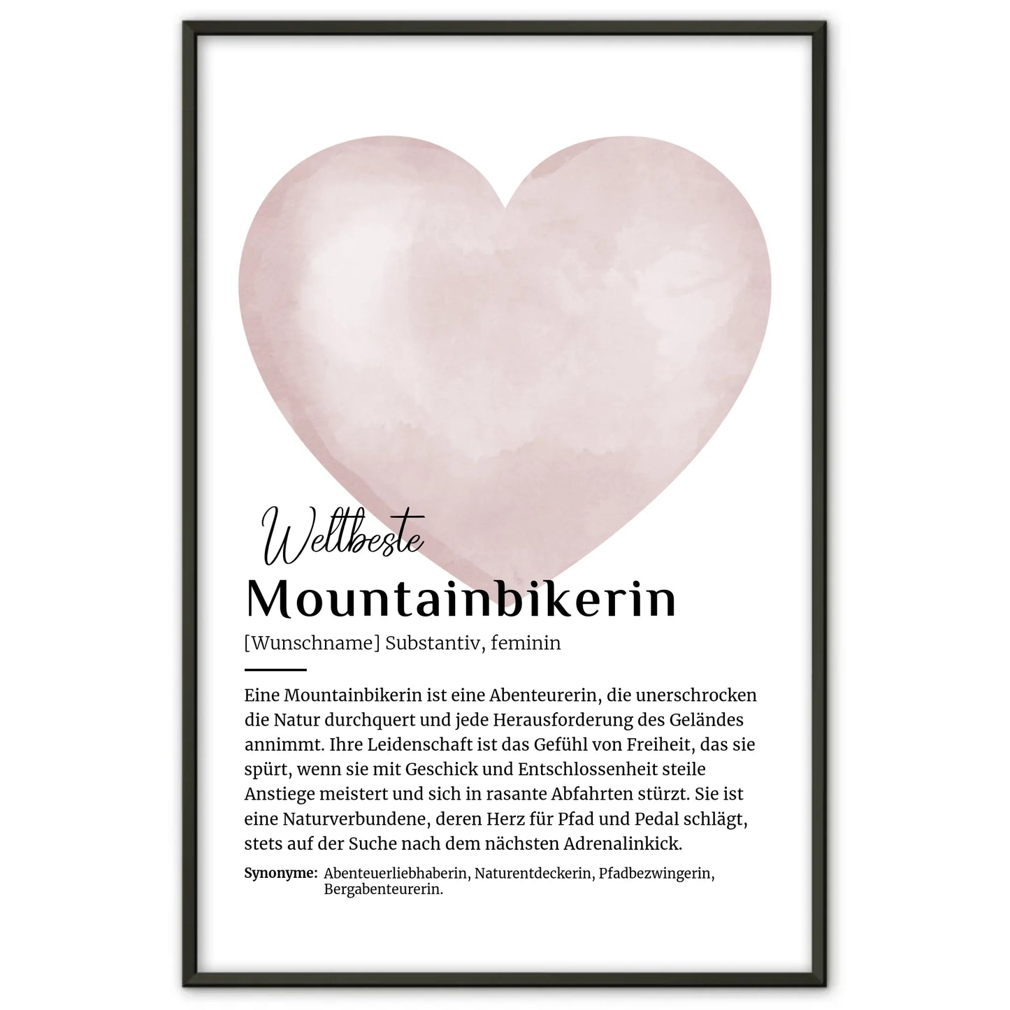 Personalisierte Poster Definition Mountainbikerin mit Namen Geschenk
