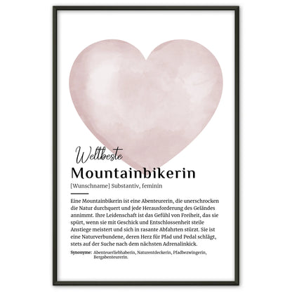 Personalisierte Poster Definition Mountainbikerin mit Namen Geschenk