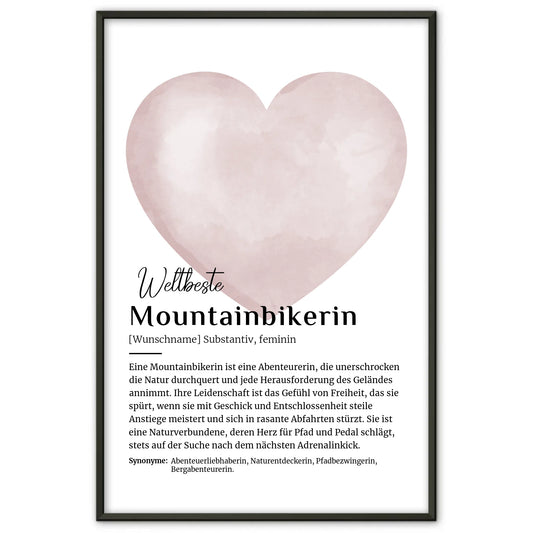 Personalisierte Poster Definition Mountainbikerin mit Namen Geschenk