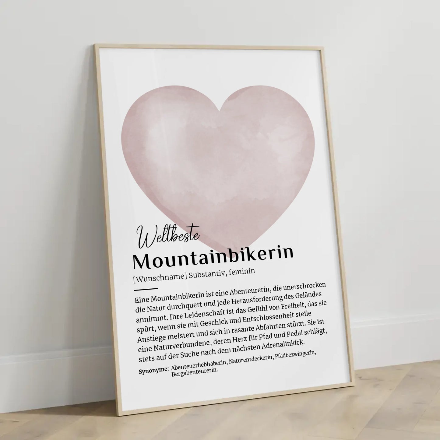 Personalisierte Poster Definition Mountainbikerin mit Namen Geschenk