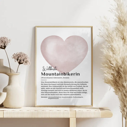 Personalisierte Poster Definition Mountainbikerin mit Namen Geschenk