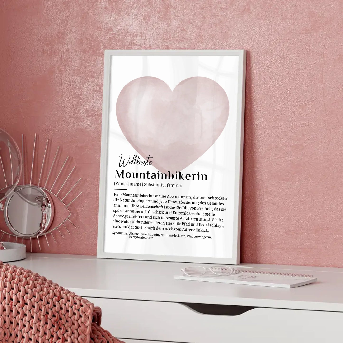 Personalisierte Poster Definition Mountainbikerin mit Namen Geschenk