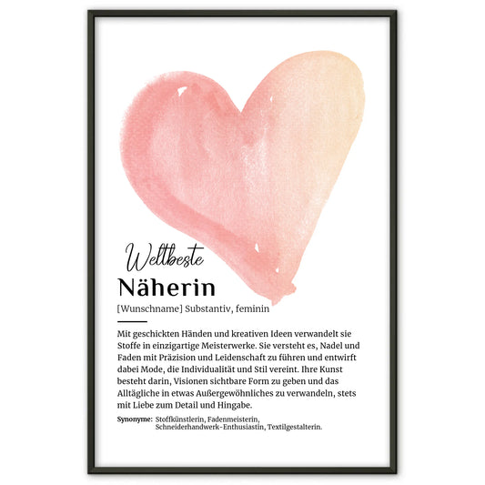 Näherin Nähen Poster Definition mit Namen als Geschenk