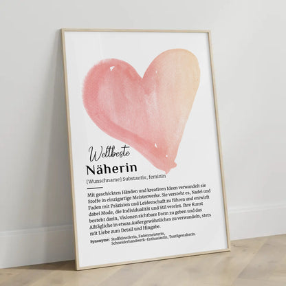 Näherin Nähen Poster Definition mit Namen als Geschenk