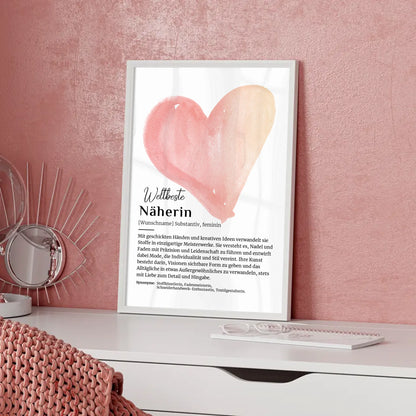 Näherin Nähen Poster Definition mit Namen als Geschenk