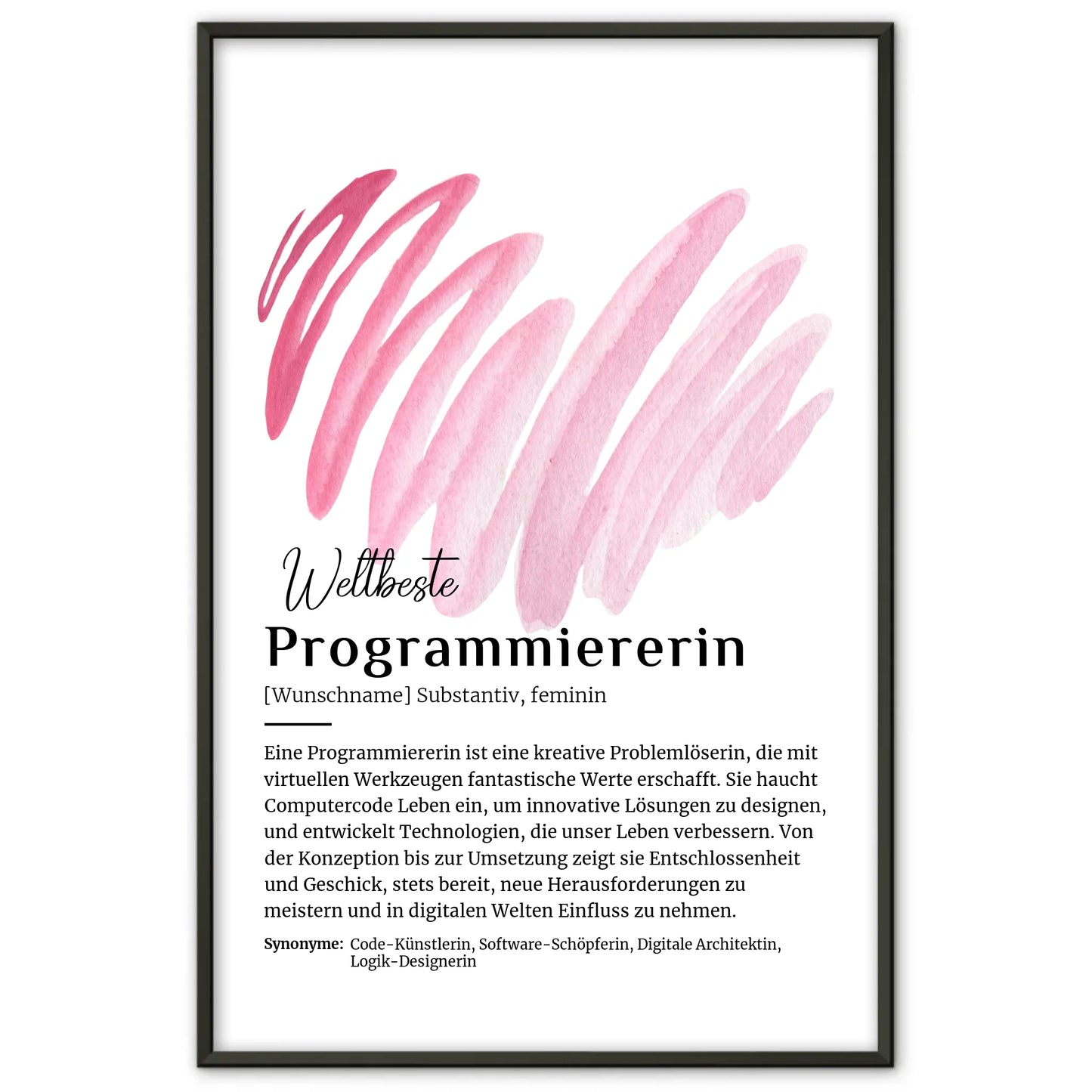 Personalisiertes Poster Definition Programmiererin mit Namen Geschenk