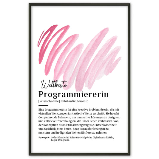 Personalisiertes Poster Definition Programmiererin mit Namen Geschenk