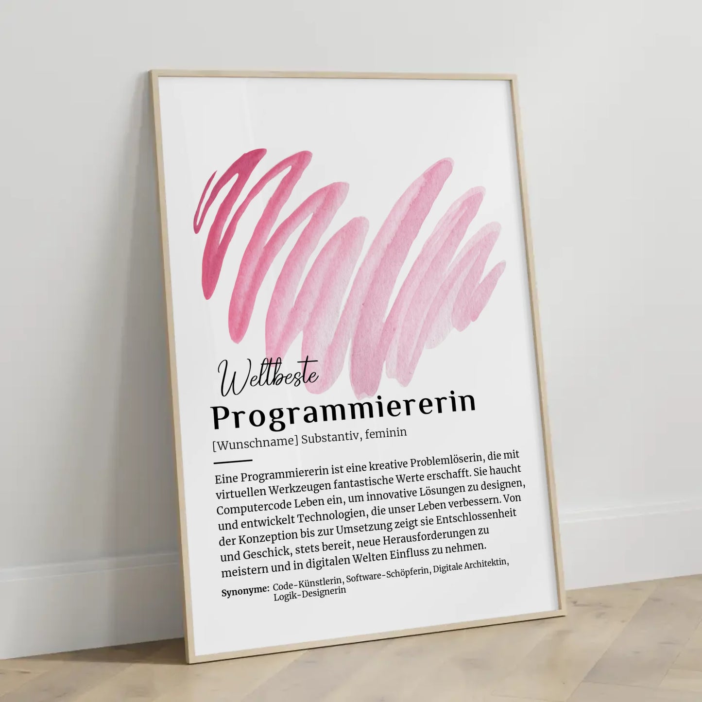 Personalisiertes Poster Definition Programmiererin mit Namen Geschenk