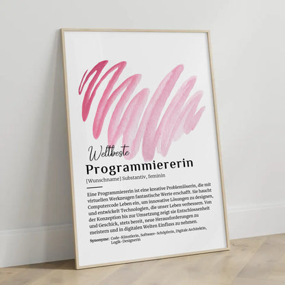 Personalisiertes Poster Definition Programmiererin mit Namen Geschenk