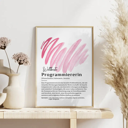 Personalisiertes Poster Definition Programmiererin mit Namen Geschenk