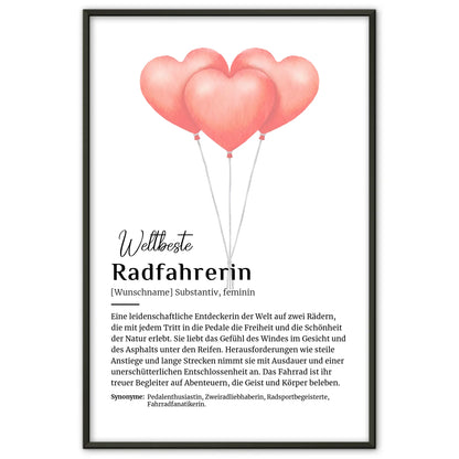 Personalisierbares Poster Radfahrerin mit Namen Definition