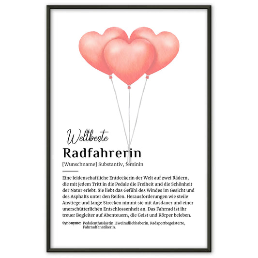 Personalisierbares Poster Radfahrerin mit Namen Definition