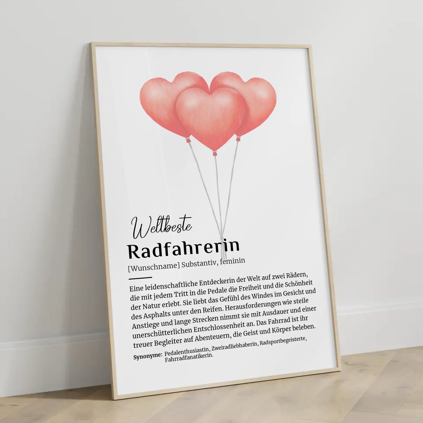 Personalisierbares Poster Radfahrerin mit Namen Definition
